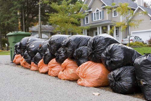 Various types of construction waste materials ready for clearance